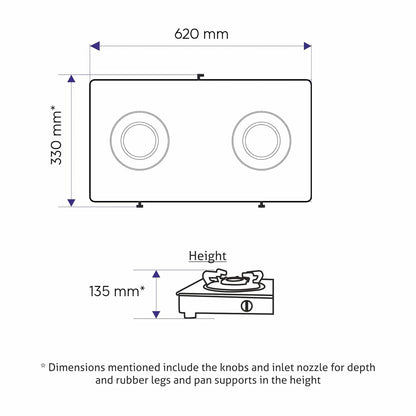 GLEN 2 Burner Stainless Steel Gas Stove with Brass Burner (CT1020SSBB)