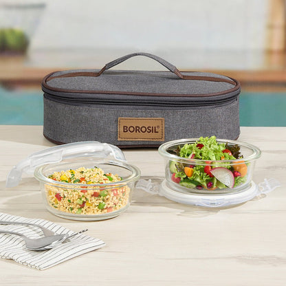 Borosil Pro Glass Lunchbox, Round x 2 (Flat)