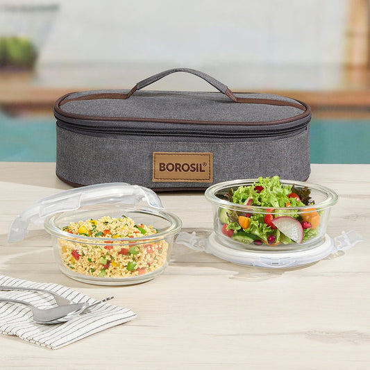 Borosil Pro Glass Lunchbox, Round x 2 (Flat)