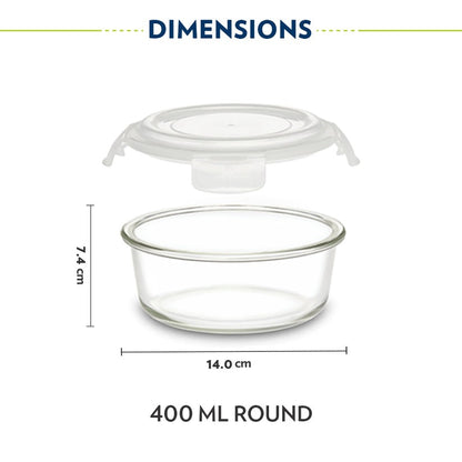 Borosil Pro Glass Lunchbox, Round x 2 (Flat)