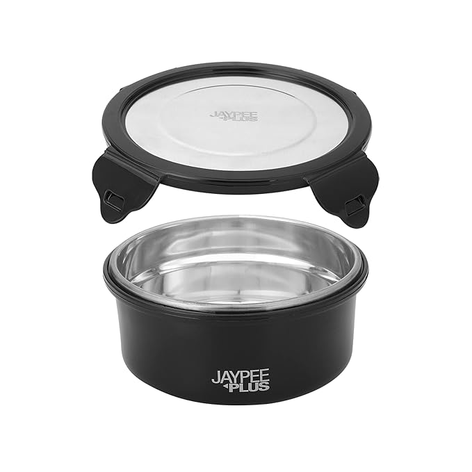 Jaypee Plus Microplus 400 ml Each Stainless Steel Office Lunch Box | BPA Free, Microwave Safe & Spillproof Airtight 3 Containers | Including Insulated Bag